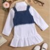 Ensemble 2 Pièces Bébé Fille – Chemise Blanche & Veste en Denim