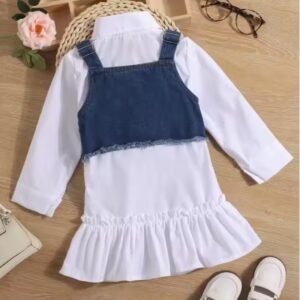 Ensemble 2 Pièces Bébé Fille – Chemise Blanche & Veste en Denim