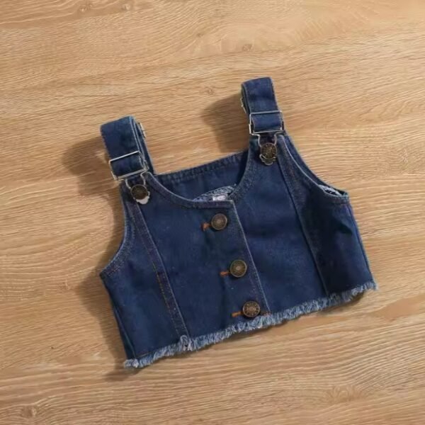 Ensemble 2 Pièces Bébé Fille – Chemise Blanche & Veste en Denim