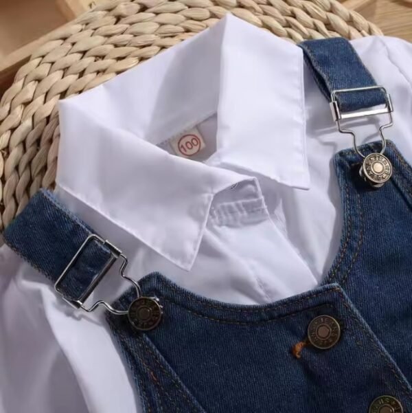 Ensemble 2 Pièces Bébé Fille – Chemise Blanche & Veste en Denim