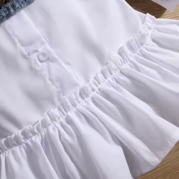 Ensemble 2 Pièces Bébé Fille – Chemise Blanche & Veste en Denim