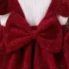 Ensemble pour bébé fille – Costume deux pièces uni, haut avec nœud mignon et jupe à bretelles.