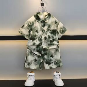 Ensemble Estival 2 Pièces – Chemise Imprimée & Short Décontracté