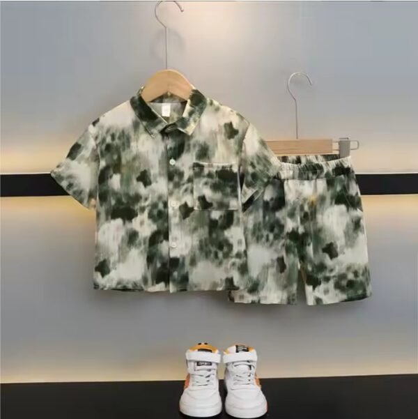 Ensemble Estival 2 Pièces – Chemise Imprimée & Short Décontracté