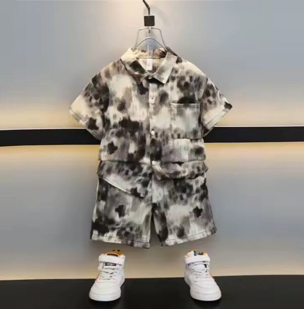 Ensemble Estival 2 Pièces – Chemise Imprimée & Short Décontracté
