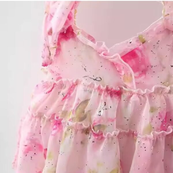 Robe Princesse Sans Manches à Col Halter & Chapeau Assorti